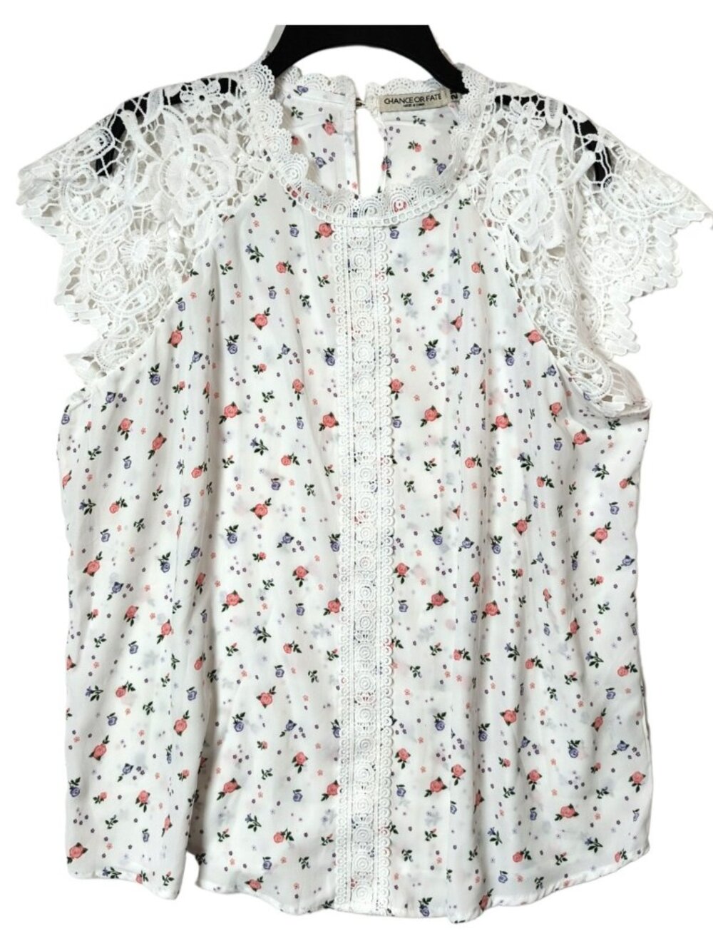 Women’s Chance Or Fate Crochet Lace Floral Cottagecore Shirt Blouse Size 2X